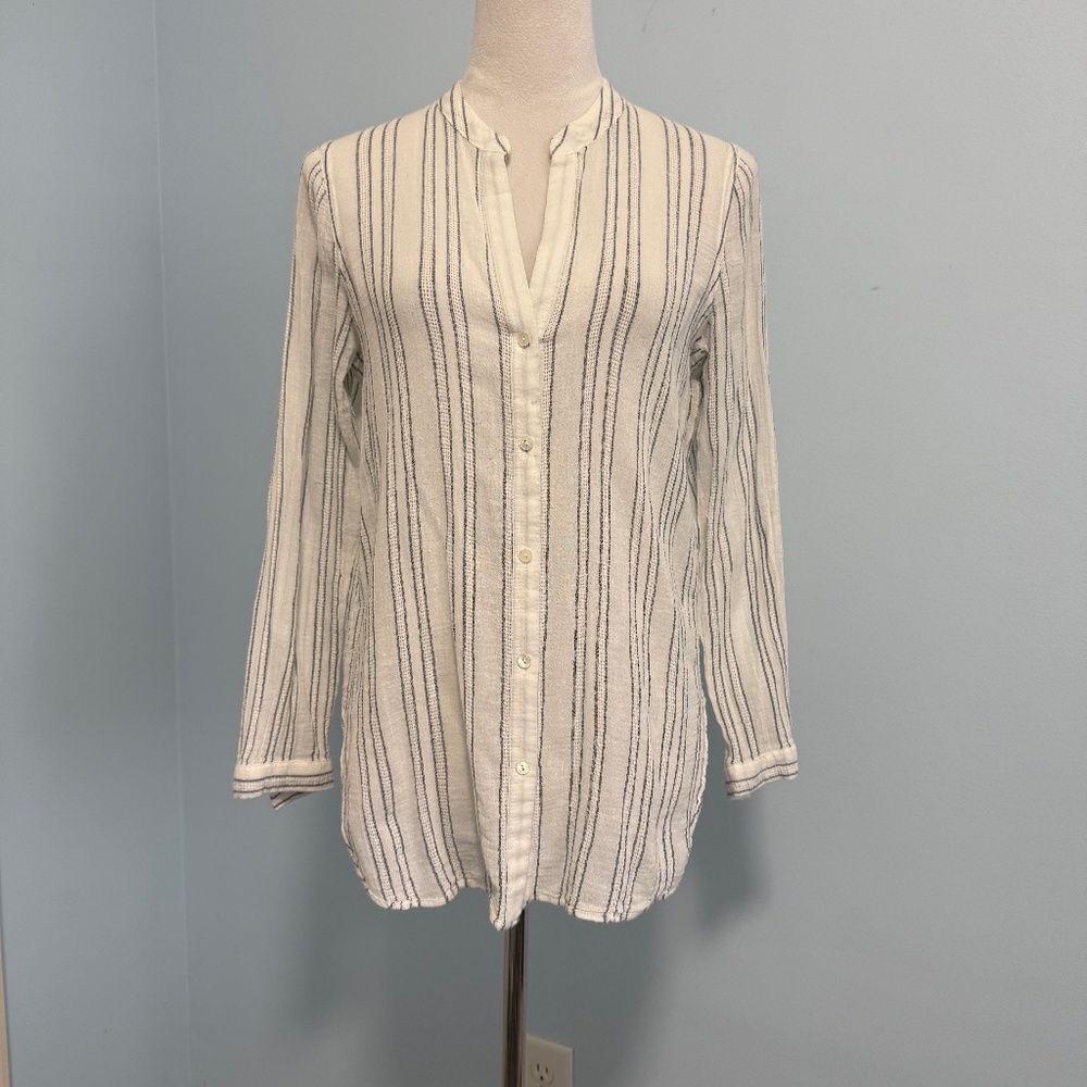 VINCE Women’s Striped 100% Cotton Lightweight Tunic Blouse Size 4‎